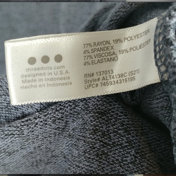 3 Dots Women's Blue Long Sleeve Roomy Jersey Slits on Side Hems Top Size XL - Picture 4 of 8